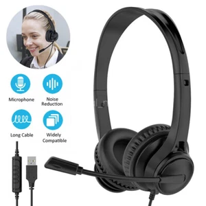 Call Center Wired Headphone with Rotatable Microphone USB Type C 3.5mm Headset - Picture 1 of 26