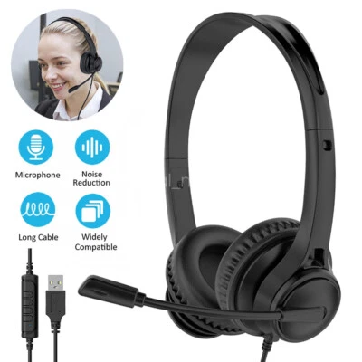 Call Center Wired Headphone with Rotatable Microphone USB Type C 3.5mm Headset - Image 1 of 4