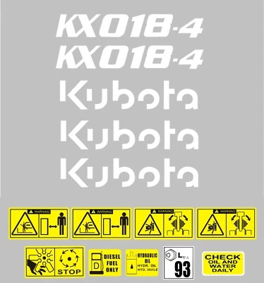 Decal Sticker set. KUBOTA KX018-4 Mini Digger Pelle Bagger Excavator - image 1 of 2