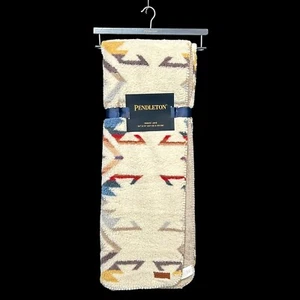 Pendleton White Sand Sherpa Throw Blanket 50x70" Tan/Multicolor Soft & Warm - Picture 1 of 10