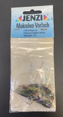 Jenzi Makrelen-Vorfach - mit 5 Glitzerfliegen - Hakengröße 3/0 - Bild 1 von 2