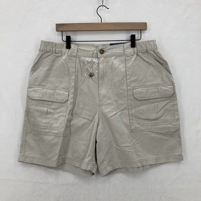 Croft & Barrow Shorts Mens 38 Khaki Side-Elastic Cargo Relaxed Fit Hiking Travel - Image 1 of 4