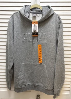 PUMA Mens Size XXL Gray Cotton Blend Embroidered PUMA Logo Hoodie Sweatshirt NWT - Изображение 1 из 4