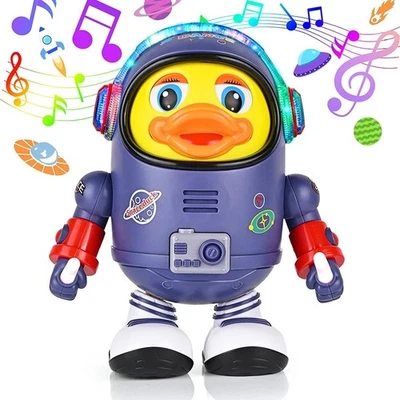 Espacio musical bebé pato juguete robot baile luces sonido regalo interactivo para niños Foto 1 de 4