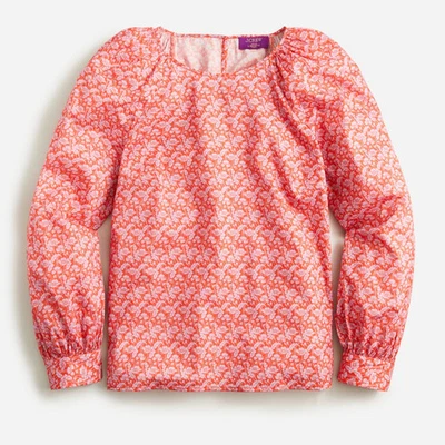 J.CREW $120 Puff Sleeve Scoopneck Shirt Top Liberty Art Toutouayette Size Small - Image 1 of 4