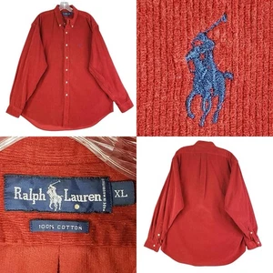 Polo Ralph Lauren Shirt Mens XL Fall Orange Button Down Corduroy Vintage Y2K - Picture 1 of 12