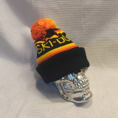 Винтажный Ski-Doo Ski Doo Beanie вязаная шляпа снегоход открытый черный, оранжевый, желтый - Изображение 1 из 4