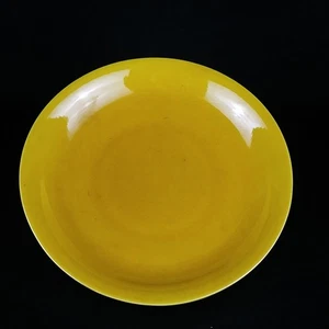 Chinese Yellow Glaze Pastel Porcelain Hand Painted Dragon&Phoenix Plates 7143 - Picture 1 of 9