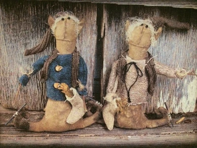 PATTERN Extreme Primitive ICE SKATING ELVES DOLLS Kentucky Primitives 2008 RARE - Image 1 of 4