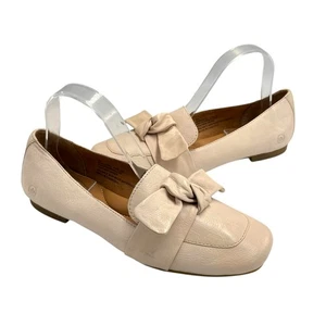 Born Carrine 8M NWOB Bow Detail Cream White Leather Slip On Comfort Loafers Flat - Picture 1 of 13