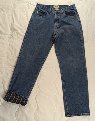Vtg LL Bean Classic Fit Flannel Lined Denim Blue Jeans Cabincore Mens 32x30 EUC - Image 1 of 4
