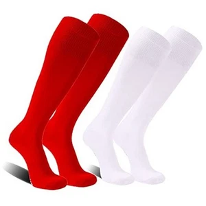  Baseball Softball Socks, Unisex Over Knee High Solid Large White and Red - Picture 1 of 7