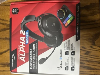 HyperX Cloud Alpha 2 – Wireless Gaming Headset (Black) with RGB Base Station - Image 1 of 2