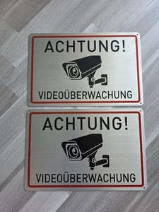 🆕B-Ware 2x Alu Achtung Videoüberwachung Schild Alu Videoüberwachung Warnschild - Bild 1 von 8