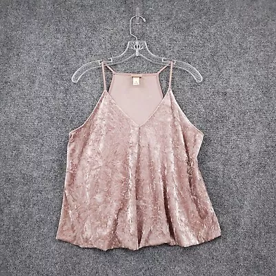 Mossimo Top Womens S Small Beige Tank Velvet Slip V Neck Sleeveless Cami Y2K - Image 1 of 4