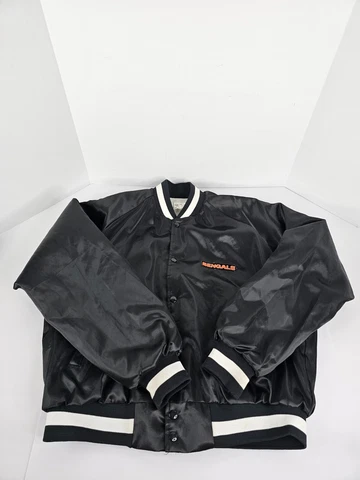 Vintage Cincinnati Bengals Jacket Chalk Line Satin Bomber Black XL 80’s Cover