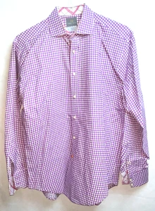Camisa de vestir a cuadros Thomas Dean para hombre talla M púrpura blanca B19*H - Imagen 1 de 7
