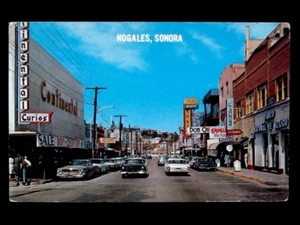 c1960's Nogales, Sonora, Mexico Obregon Avenue, Old Cars Vintage Postcard - Picture 1 of 2