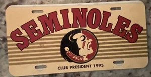 Vintage Florida State Seminoles Alumni Vanity Plate Tag Auto 1993 FSU NCAA RARE - Picture 1 of 1