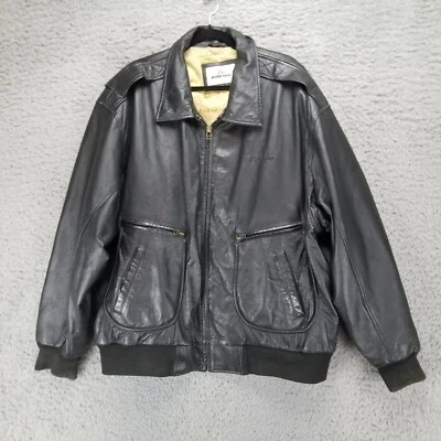 Chaqueta Boeing Para Hombre 2XL Negra Cuero Genuino Manga Larga Cremallera Completa Bombardero De Colección Foto 1 de 4