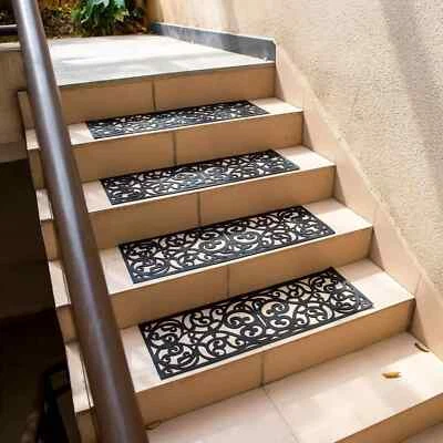 Set Of 4 Outdoor Rubber Stair Treads Non Slip Anti Trip Step Cover Mat Staircase - Image 1 of 4