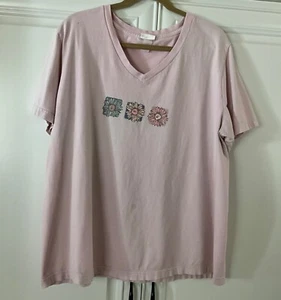 Camiseta FRESH PRODUCE Classic Fit Cuello en V S/S Rosa (ver medidas) Pre-owne - Imagen 1 de 4