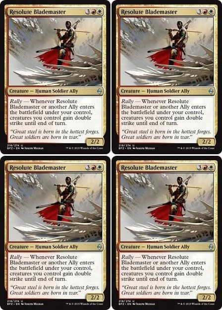 MTG - 4x RESOLUTE BLADEMASTER - Battle for Zendikar (U) - Image 1 of 1