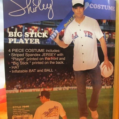 Disfraz de béisbol travieso divertido Big Stick Player 4 piezas para hombre adulto Foto 1 de 3