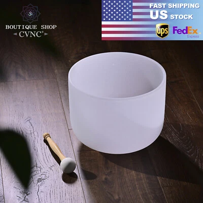 432Hz CVNC C/D/F/A Frosted Crystal Singing Bowl  Sound Healing Yoga - Image 1 of 4