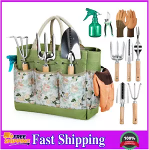 9-Piece Gardening Tool Set – Rust-proof tools with organizer tote, great gift. - Picture 1 of 8