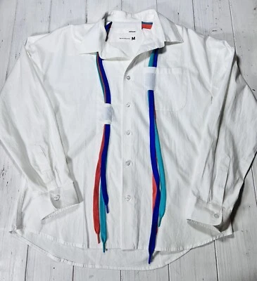 Camisa blanca de manga larga Eafinetal para hombre talla mediana colorida con cordones para zapatos acento Foto 1 de 4