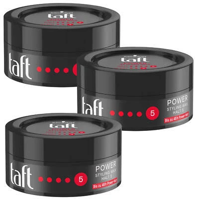 3x 75ml Schwarzkopf Taft Power Styling Wax Struktur Power Halt 5 Glanz 3 Wachs - Bild 1 von 3