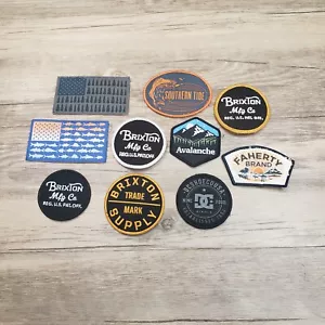 Lot of 10 Hat Patches Brixton Skateboarding Columbia Flag DC Shoes Faherty - Picture 1 of 9