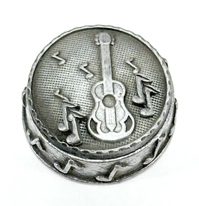 Torino Pewter Guitar Music Brooch Pierced Earrings Necklace Jewelry Trinket Box - Picture 1 of 12