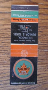 HODGSON SUPERTEST GAS STATION 1940s TAX STAMP MATCHBOOK COVER: WINDSOR ONTARIO B - Picture 1 of 3