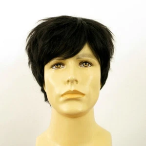 Peluca hombre cabello 100% natural negro THOMAS 1B - Picture 1 of 8