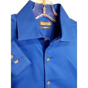 Camisa de vestir azul Kenneth Cole Reaction para hombre ajustada con botones talla 32/15 - Imagen 1 de 6