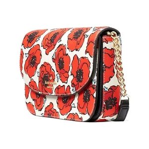 Kate Spade Kristi Poppy Printed Chain Flap Crossbody Purse - Cream Multi KC457 - Picture 1 of 4