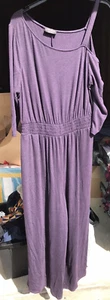 Lane Bryant Jumpsuit Women 14/16 Asymmetrical Off the Shoulder Elastic Waist - Picture 1 of 9