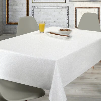 Large Ivory Hearts with Flowers PVC Vinyl  Wipe clean Table Cloth FREE POSTAGE - Image 1 of 2