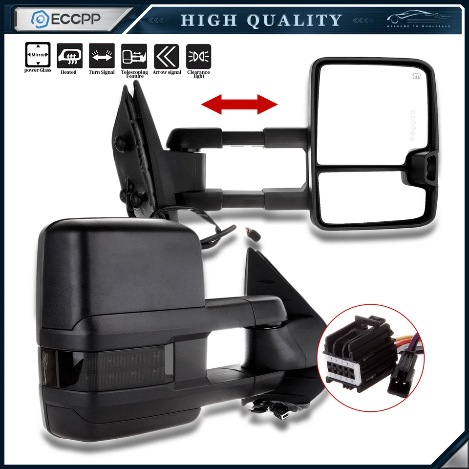 Pair Power Heated Signal Tow Mirrors for 07-13 Chevy Silverado Sierra 1500 3500 — 第 1/4 张图片