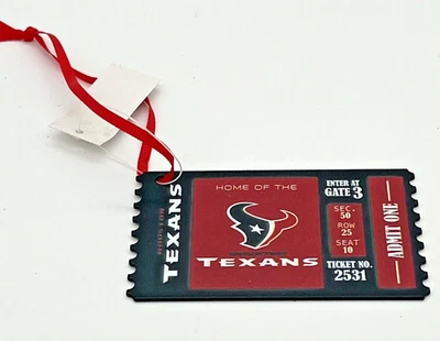 Houston Texans Metal Game Ticket  Ornament / Gift Tag  NFL Football - Image 1 of 3