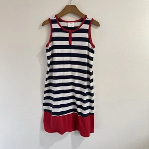 Hanna Andersson Shirt Dress Girls 140 / 10 American Red White Blue Nautical - Picture 1 of 9