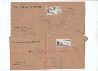 2 x WWII OHMS Registered Military Covers RAAF Amberley Brisbane Australia 1945 - Image 1 of 2