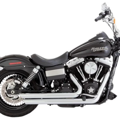 Vance Hines 2006-2017 Harley Dyna Big Shots Chrome 2-2 Exhaust 1800-2136 17938 — 第 1/3 张图片