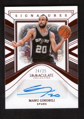 2022-23 Panini Immaculate Signatures Manu Ginobili Auto Red 24/25 Spurs - Image 1 of 2
