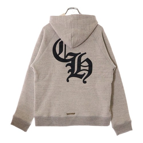 Felpa con cappuccio pullover CHROME HEARTS Back CH feltro semi metallico patch croce grigio usata b