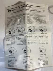 Hypro Roller Pumps Installation Operation Repair & Parts Manual 4001 Thur 1200 - Imagen 1 de 9