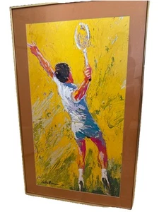 Leroy Neiman "The Big Serve" Mid Century Modern Art Tennis Player Print - Picture 1 of 4