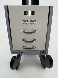 BRILLIANCE Sterling Silver Stack Ring Set Adjustable Set 3 - Picture 1 of 3